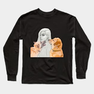 Portrait of women with 2 #dogs Long Sleeve T-Shirt